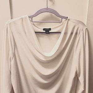 Halogen 1X cream blouse w draped neckline